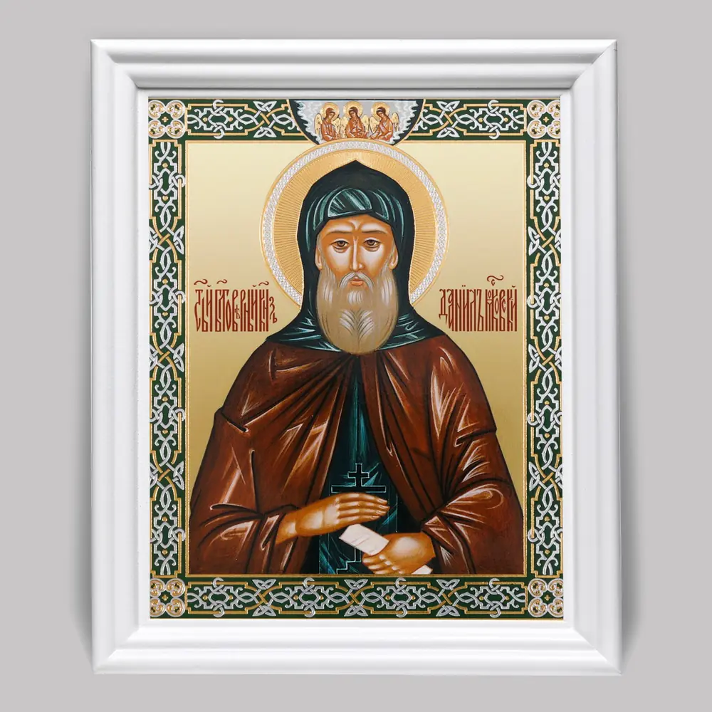 ხატი ხის ჩარჩოში №3 11×13 (თეთრი) ორმაგი ტვიფრი დანიელ მოსკოველი