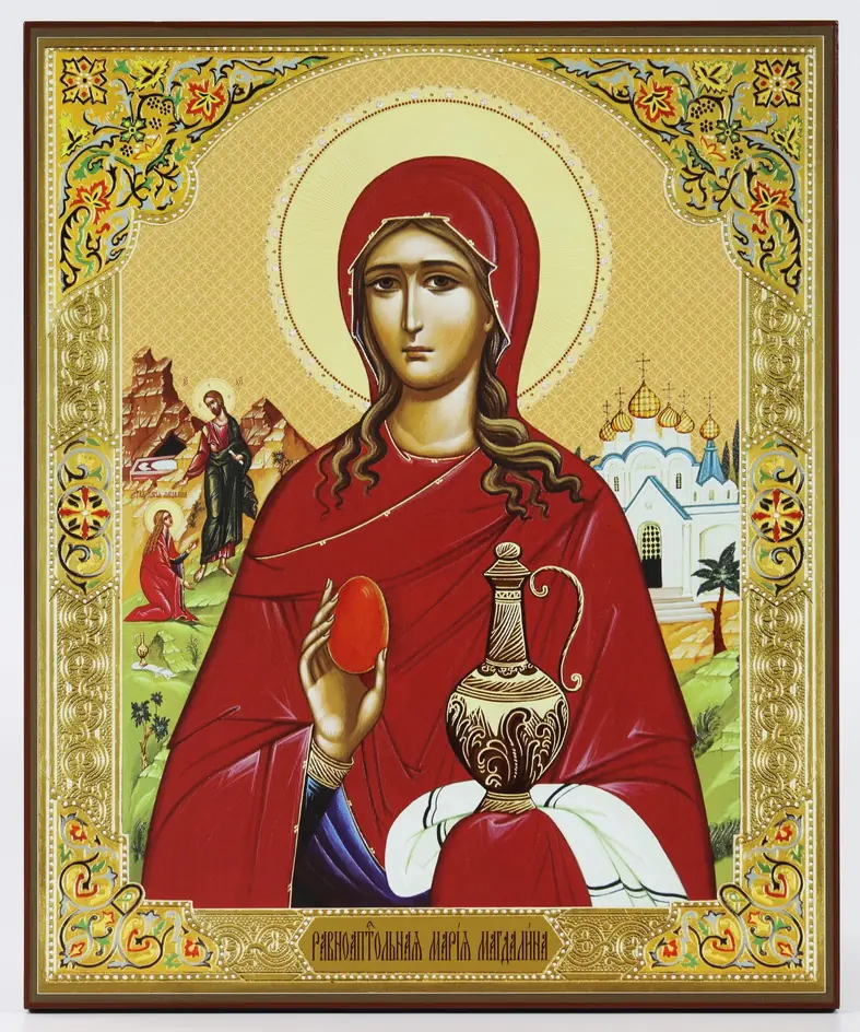 Икона на доске 33х40 объемная печать, лак Мария Магдалина