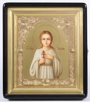 ფერწერული ხატი კიოტში 24×30 ზეთი, აჟურული ჩარჩო, მოოქროვილი ფონი, კიოტი №1 სიყვარული