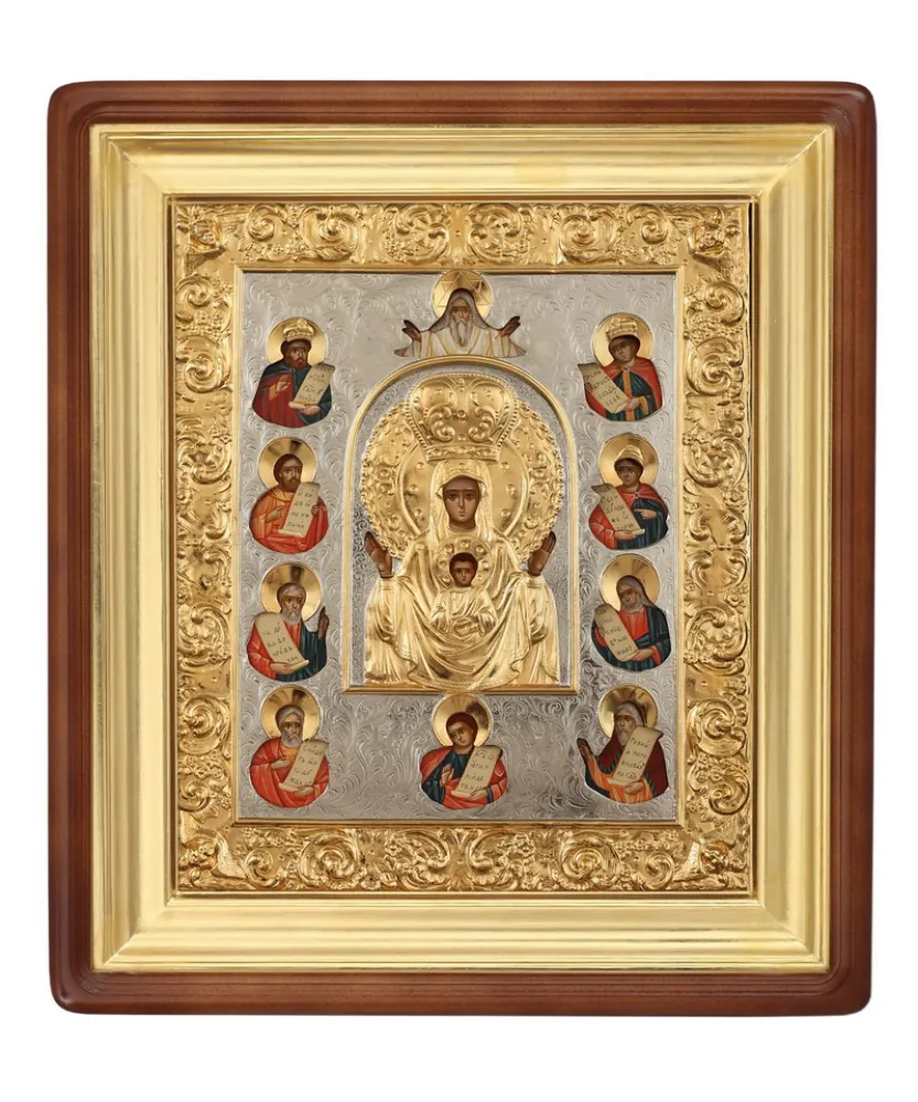 Painted icon in icon case 24×30 oil, riza cover №98, icon case №1 of the Sign
