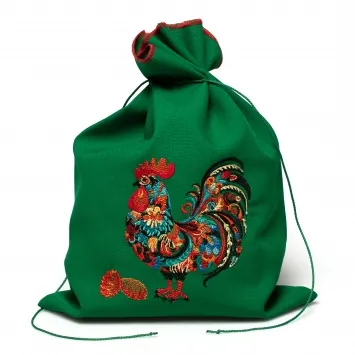 Easter pouch gabardine, machine embroidery 20×27