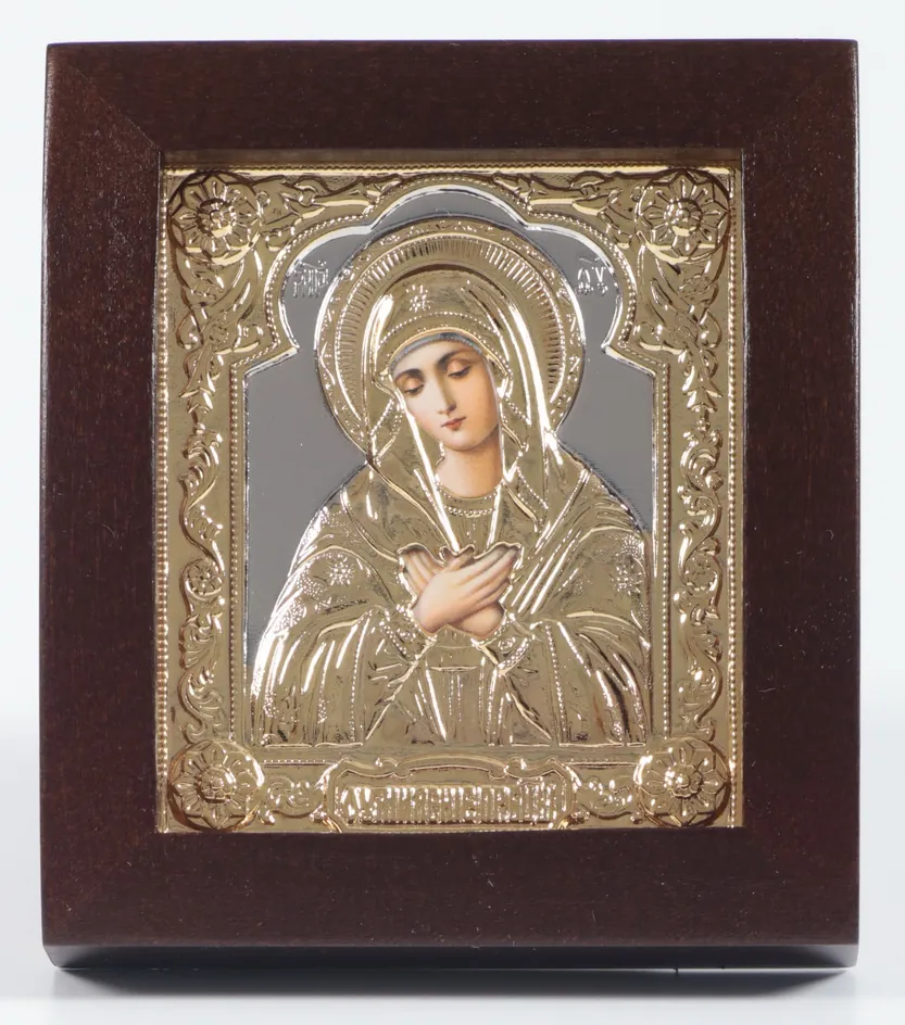 Icon in icon case 6×7 shaped №2 3D riza, partly gilded Tenderness