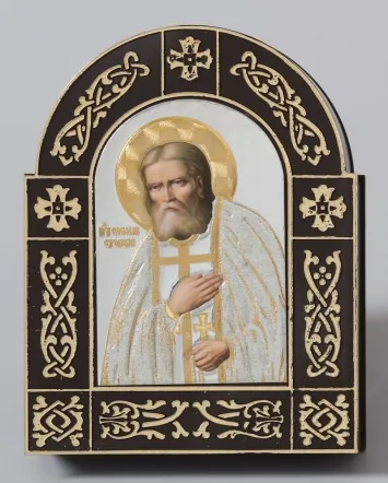 Incense holder arched blind embossing with blessed set Seraphim of Sarov