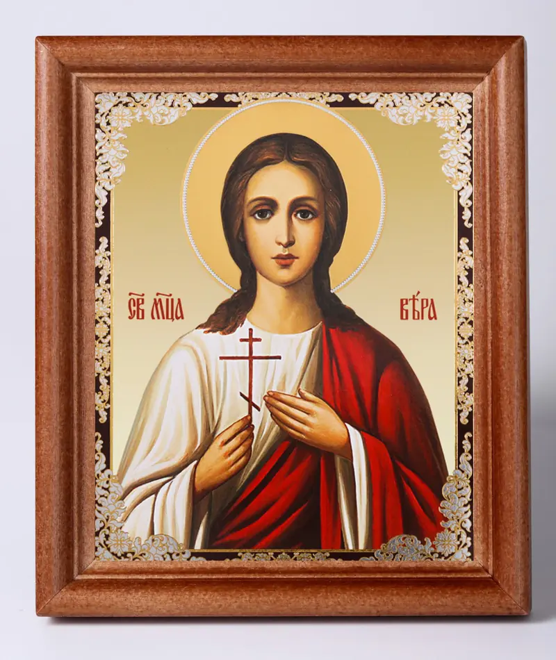 Icon in wooden frame 11×13 Name Day set, double embossing Faith of Rome, maiden, Martyr (3)