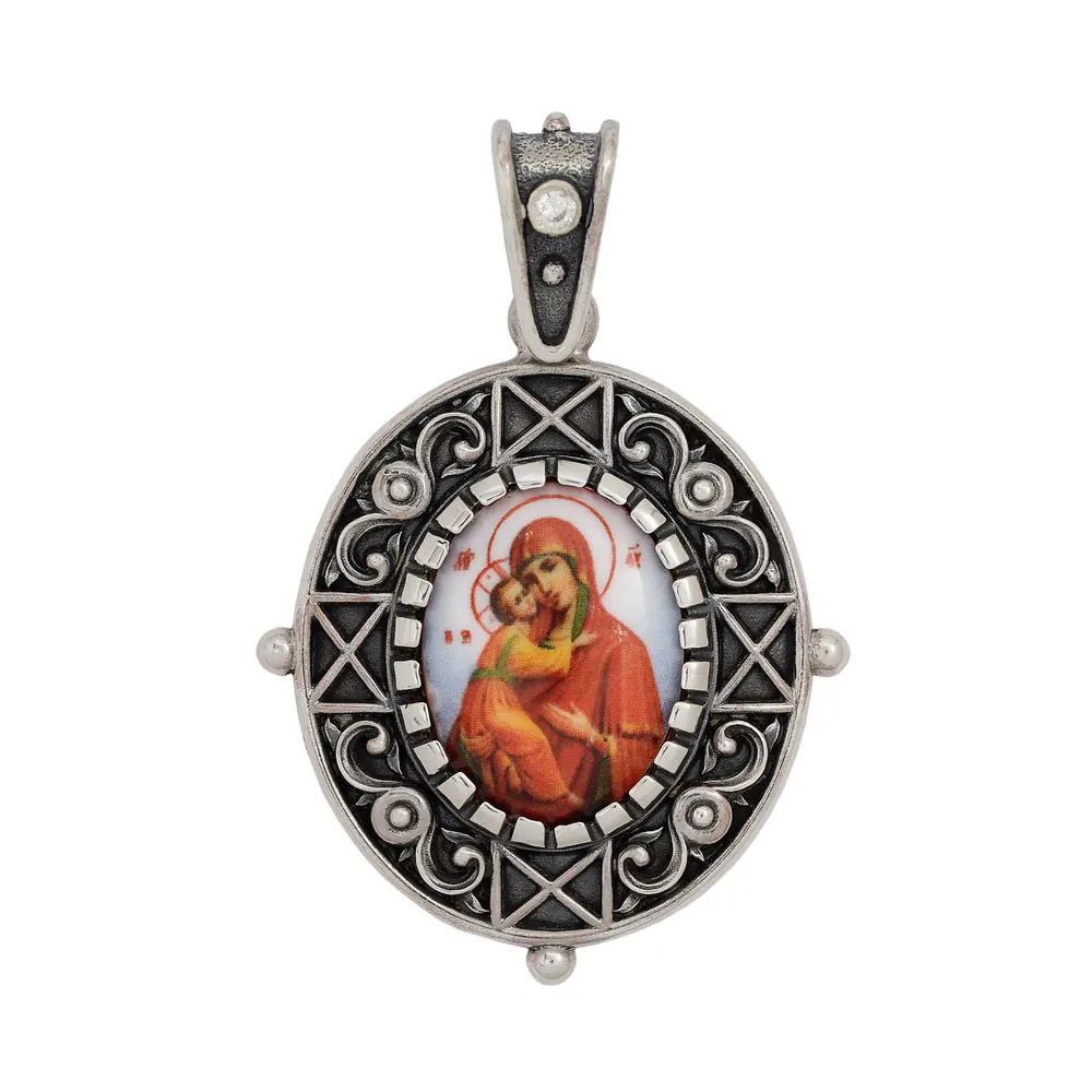 Neck icon №37 silver decal Vladimir Mother of God