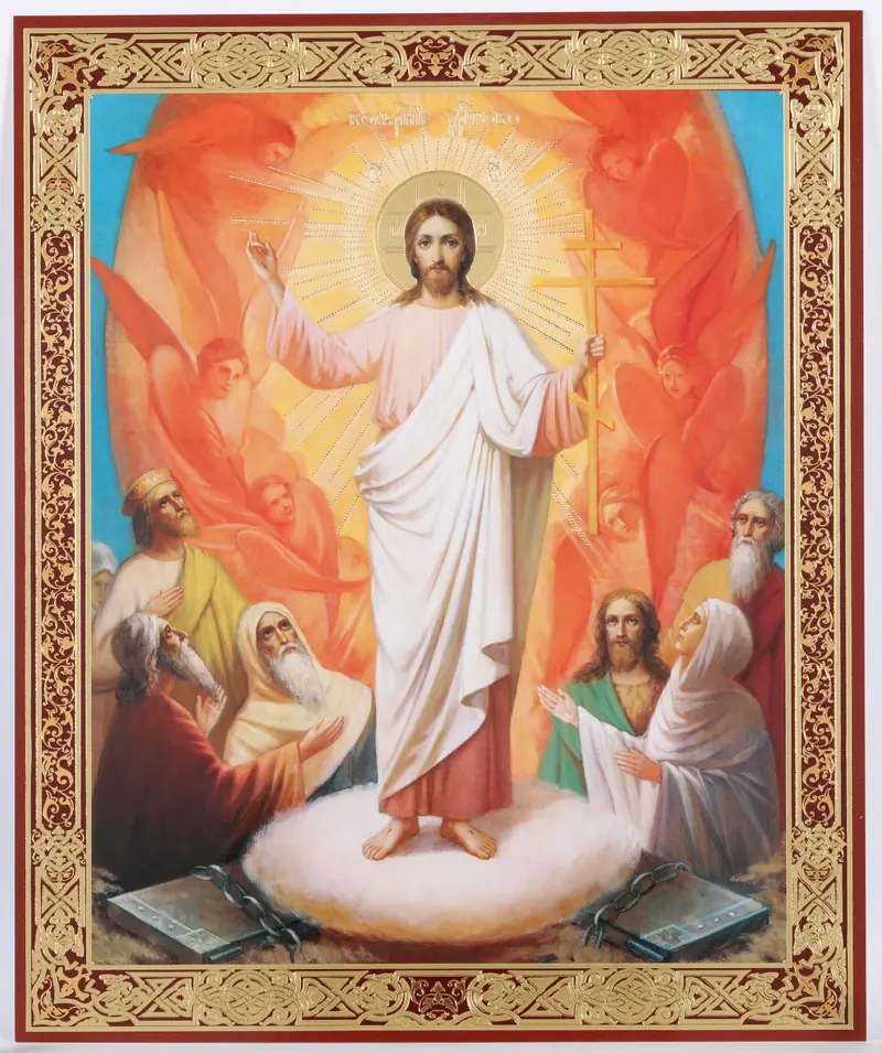 Icon on hardboard №1 18×24 double embossing Resurrection of Christ 58