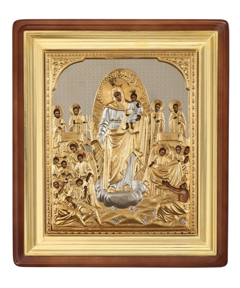 Painted icon in icon case 24×30 oil, riza cover №103, icon case №1 Joy of All Who Sorrow