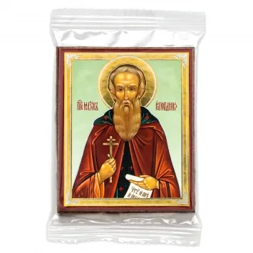 Icon on wooden panel 6×9 double embossing, annotation, packaging Maximus the Confessor