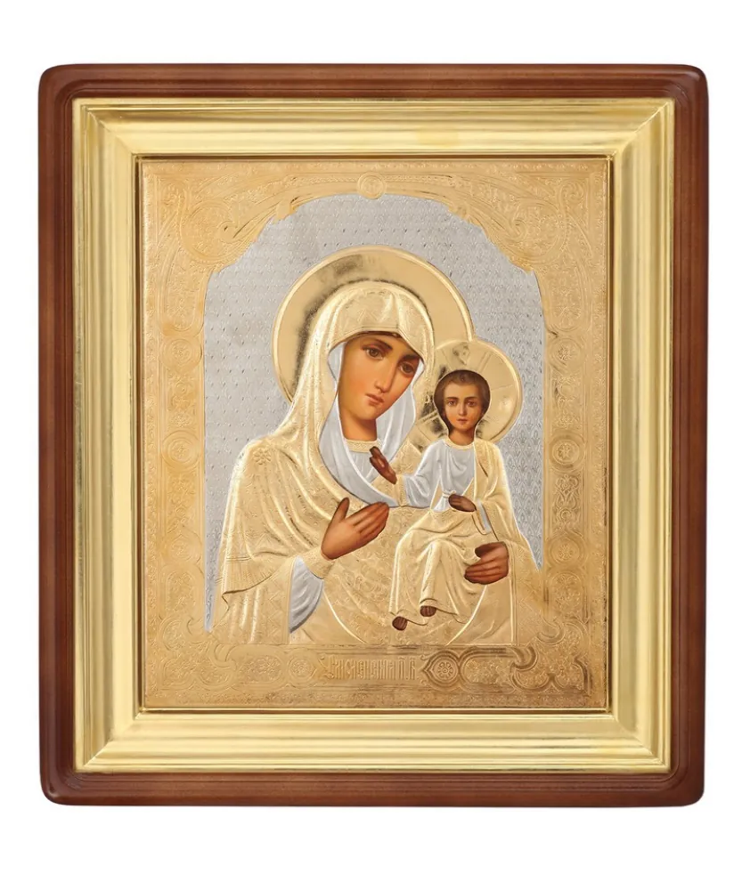 Painted icon in icon case 24×30 oil, riza cover №205, icon case №1 Smolensk Mother of God