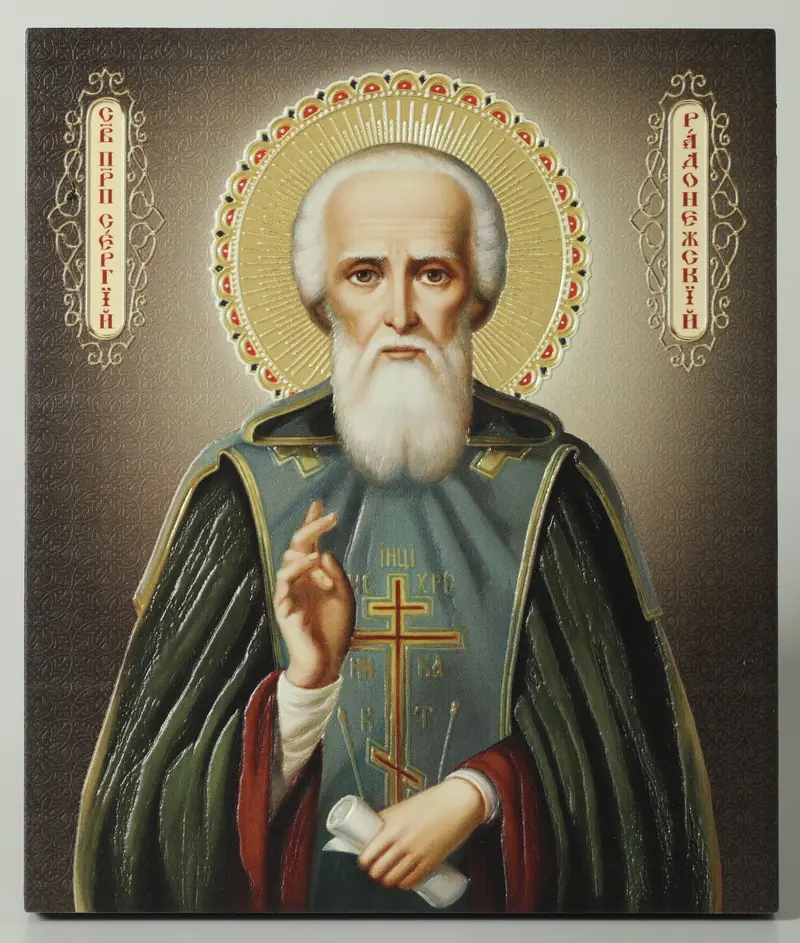 Icon on board 22×26 3D print, varnish Sergius of Radonezh