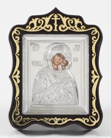 Icon in plastic frame icon case 6×7 carved metallised with riza Tolga Mother of God