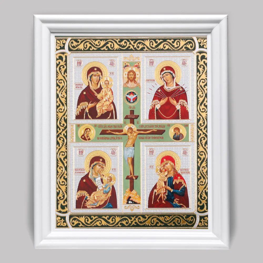 Icon in wooden frame №3 11×13 (white) double embossing Four-Part