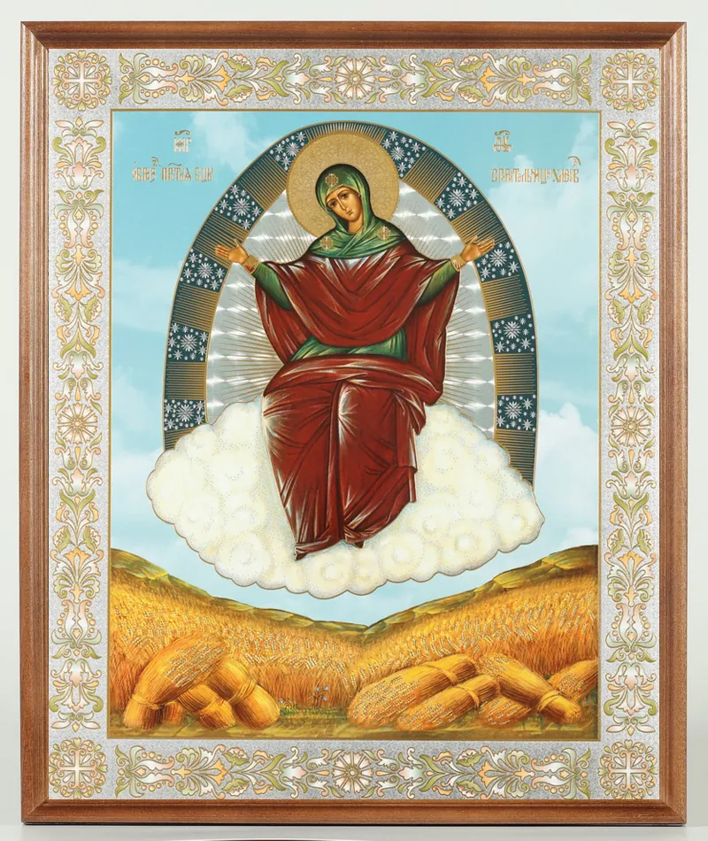 Икона в деревянной рамке №1 30х40 двойное тиснение, упаковка Спорительница хлебов