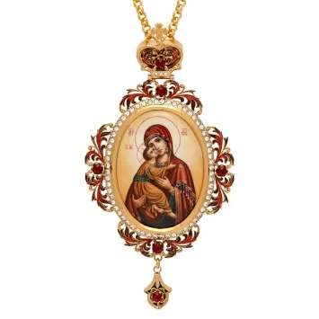 Panagia №90 enamel / gilding / Vladimir Mother of God