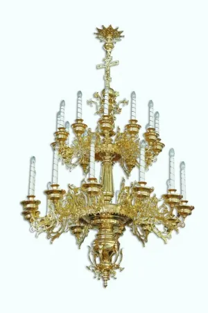 Chandelier 2 tiers 24 candles gilding