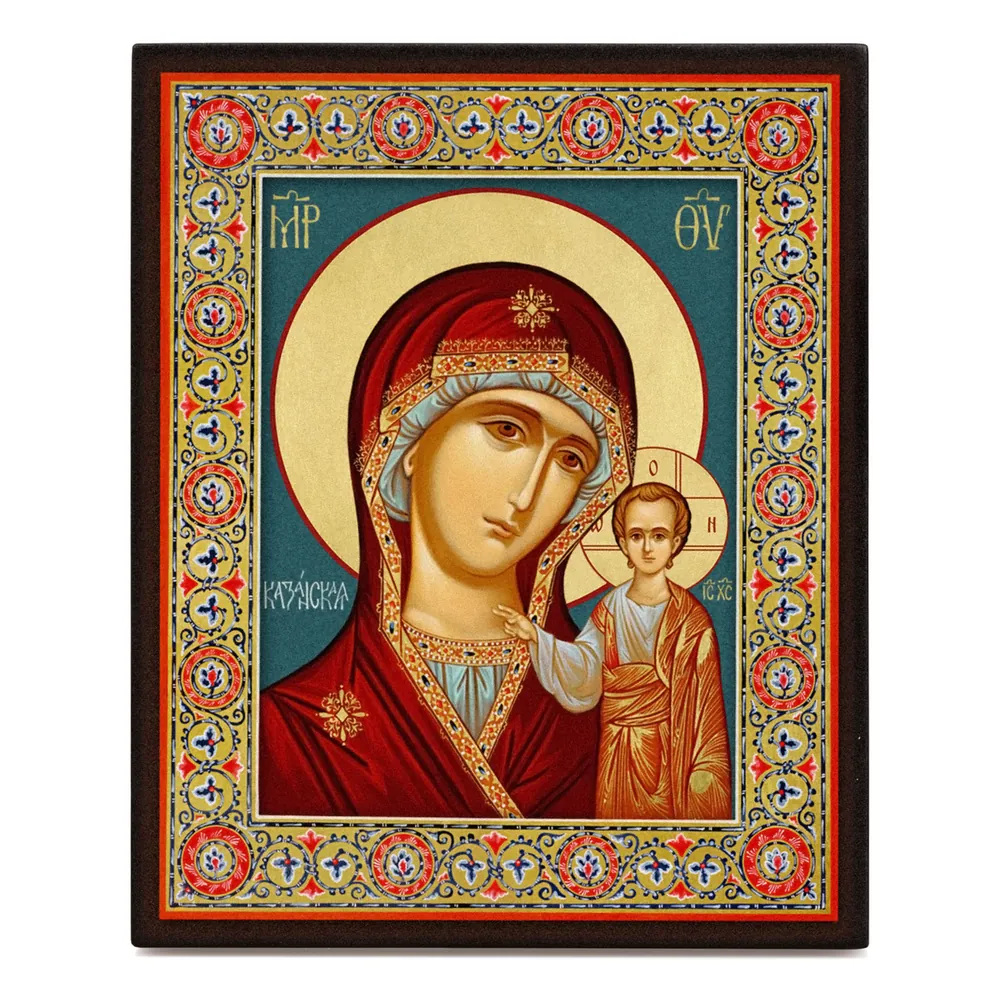 Икона на доске 13х15 объёмная печать, лак Казанская БМ 9