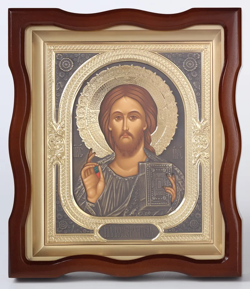 ხატი კიოტში 18×24 ფიგურული №4 ტემპერა, კომბინირებული მოჭედილობა (მოოქროვება + პატინირებული) მაცხოვარი