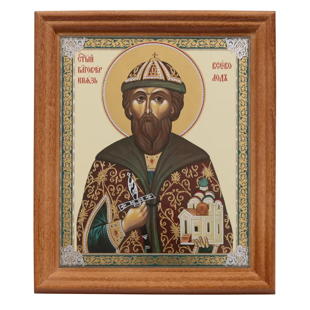 Icon in wooden frame №3 11×13 double embossing Vsevolod