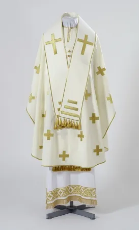 Bishop's vestment №86 gabardine white machine embroidery, cut №2