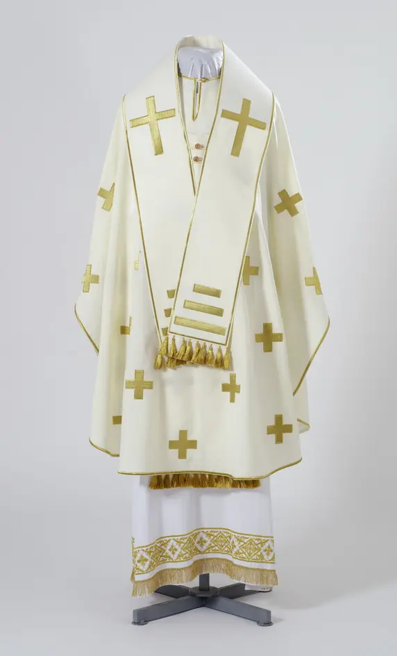 Bishop's vestment №86 gabardine white machine embroidery, cut №2