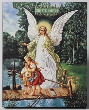 Icon on board 13×15 3D print, varnish Guardian Angel 1