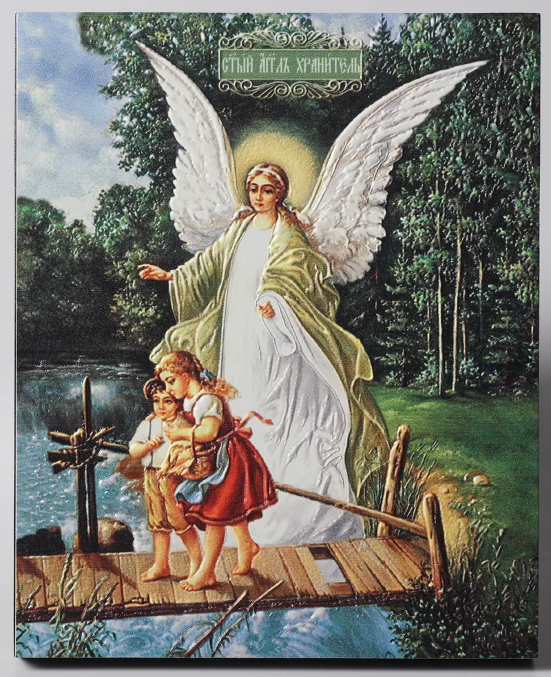 Icon on board 13×15 3D print, varnish Guardian Angel 1