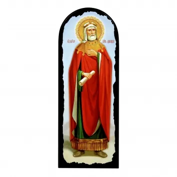 Icon on MDF 18×50 arched, 3D print, varnish David