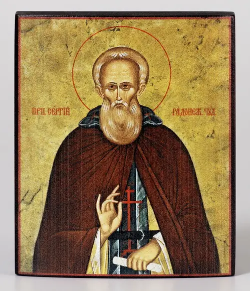 Икона на дереве 9х11 лак Сергий Радонежский