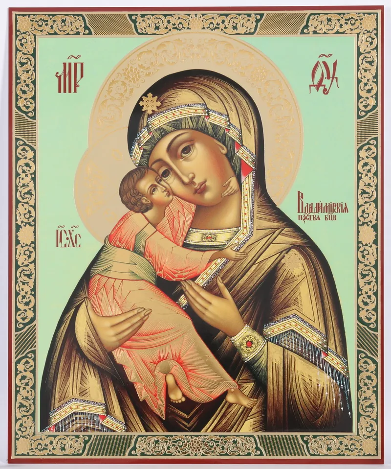 Icon on hardboard №1 18×24 double embossing Vladimir Mother of God 01