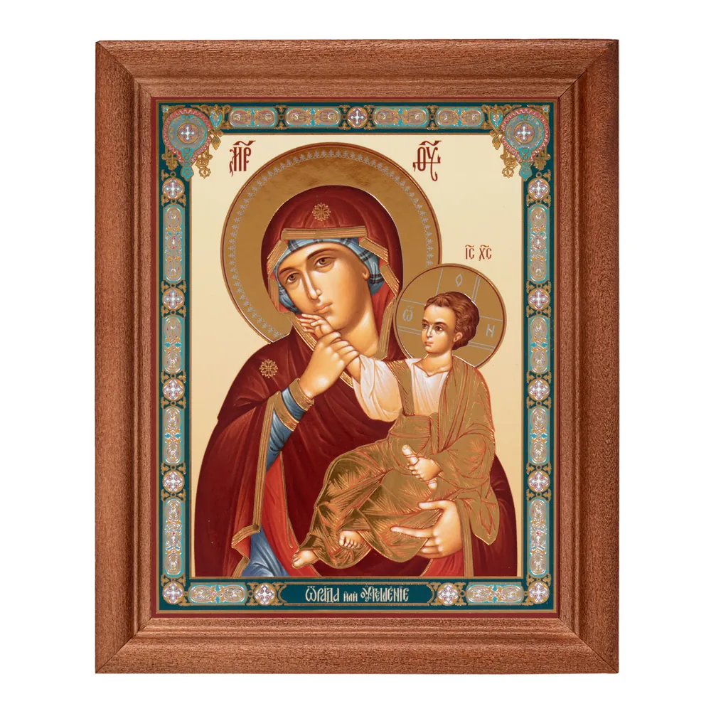 Icon in wooden frame №1 11×13 double embossing Joy and Consolation Mother of God 4