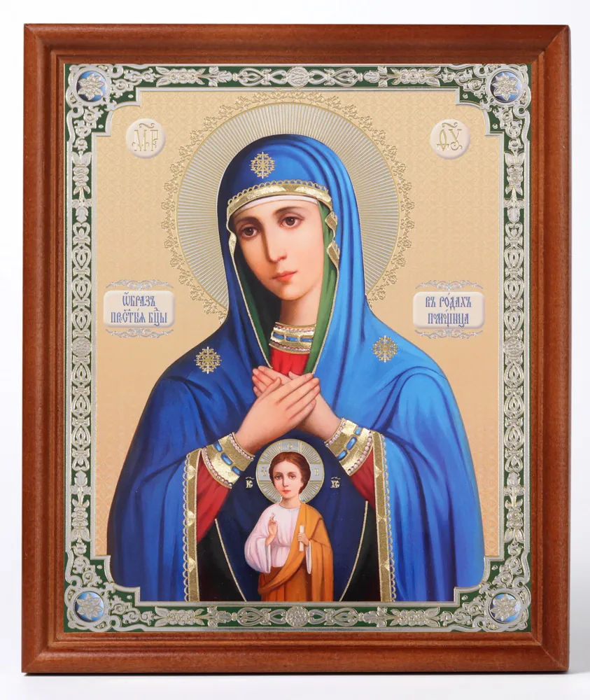 Icon in wooden frame №1 18×24 double embossing Helper in Childbirth 3