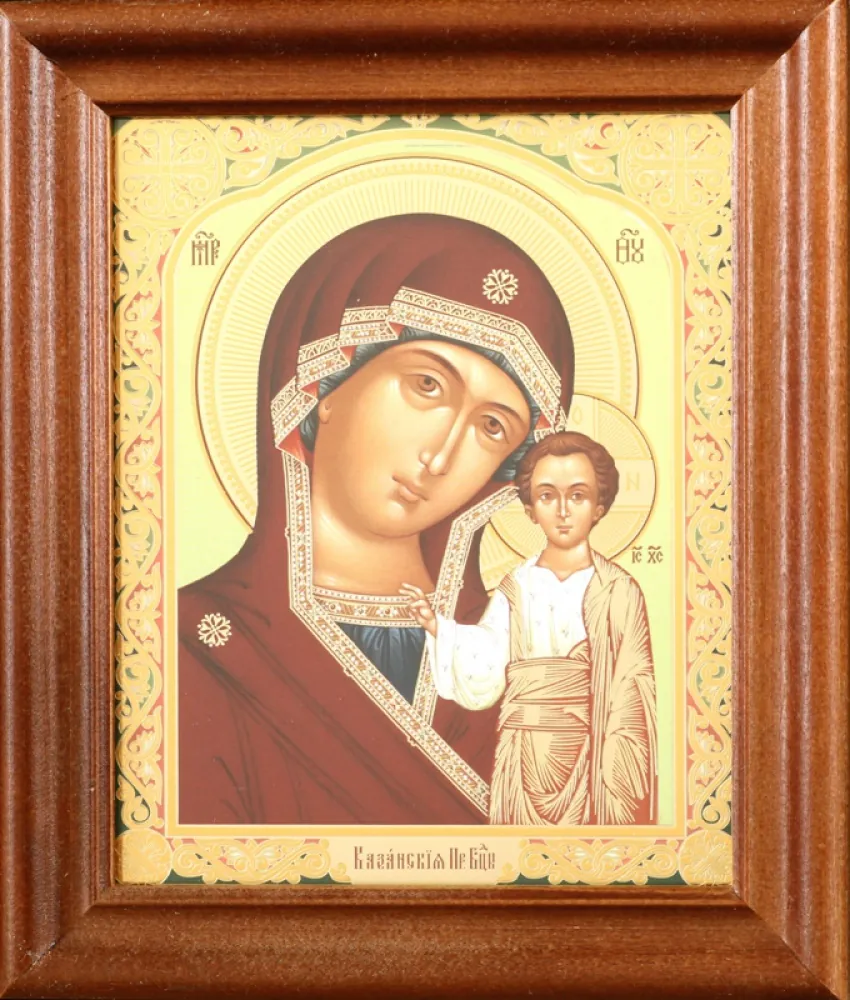 Icon in wooden frame №2 11×13 double embossing Kazan Mother of God 28