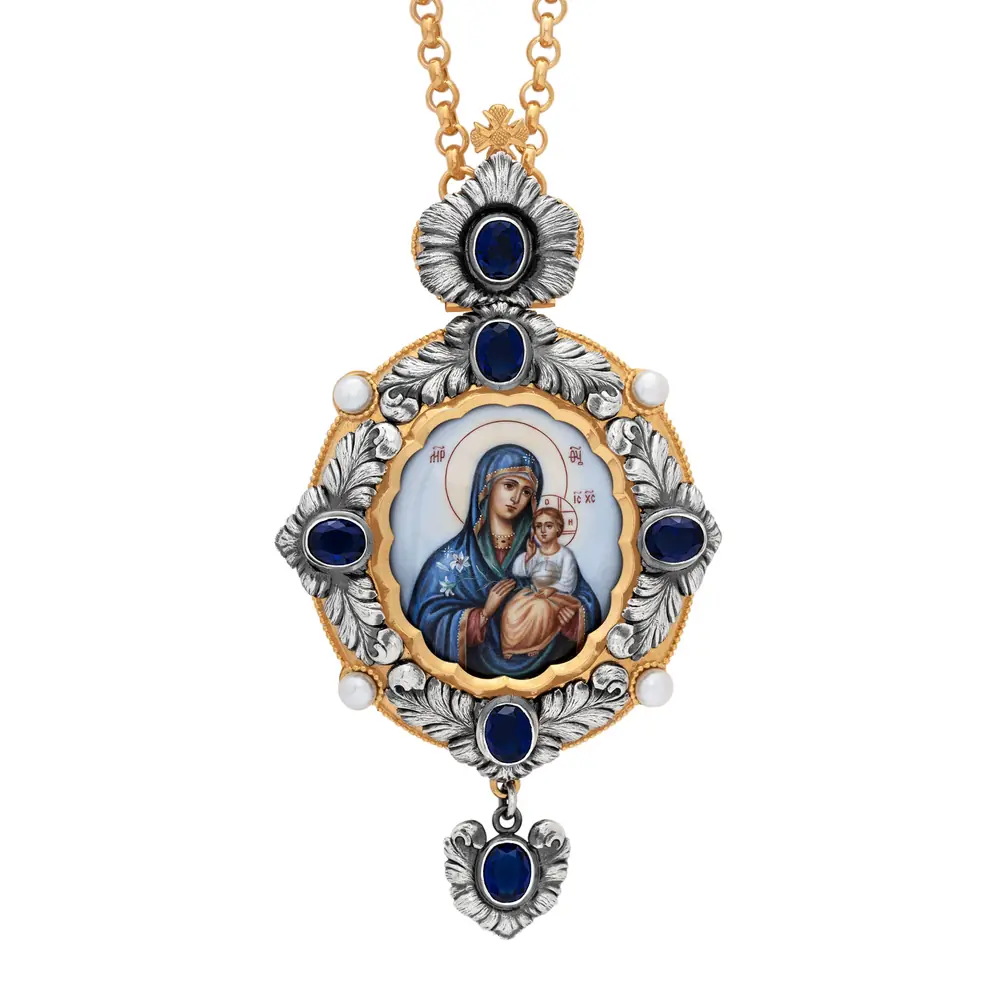 Panagia №128 / gilding, silver plating / Unfading Flower