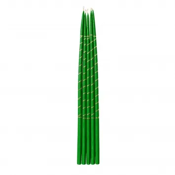 Bishop's candles wax apiary embossing gold (set of 5 candles) green
