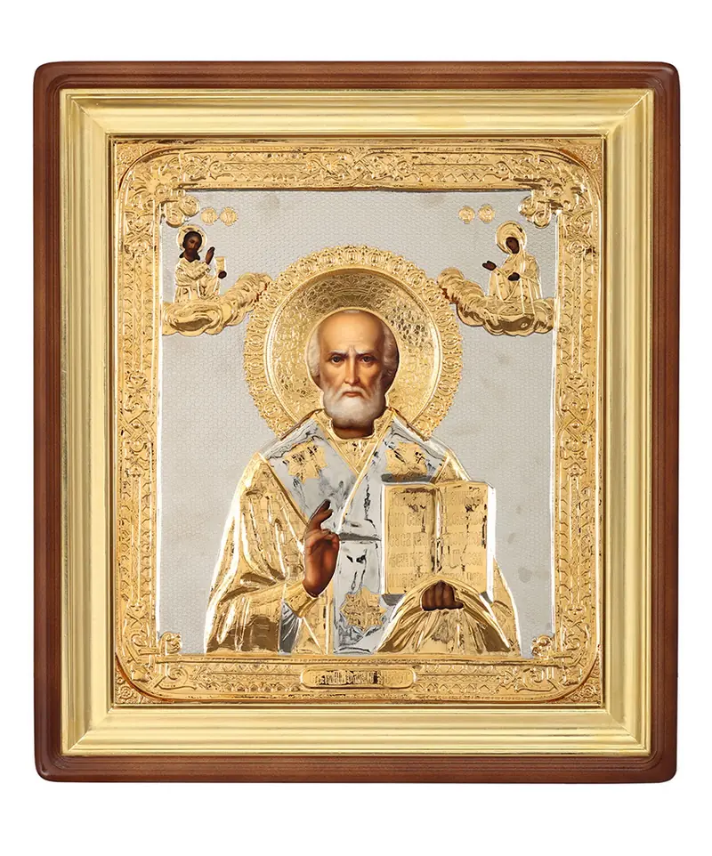 ფერწერული ხატი კიოტში 30×40 ზეთი, მოჭედილობა №254, კიოტი №1 ნიკოლოზ საკვირველთმოქმედი