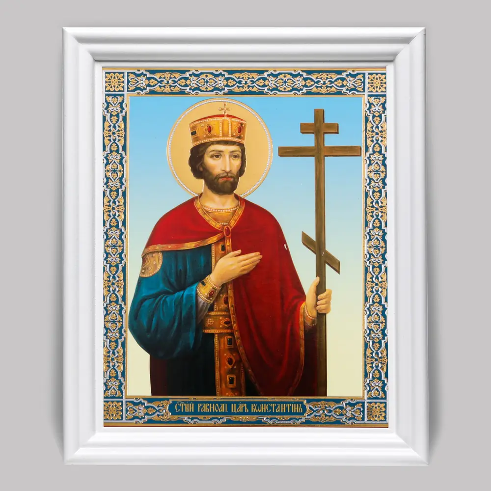 Icon in wooden frame №3 11×13 (white) double embossing Constantine 4