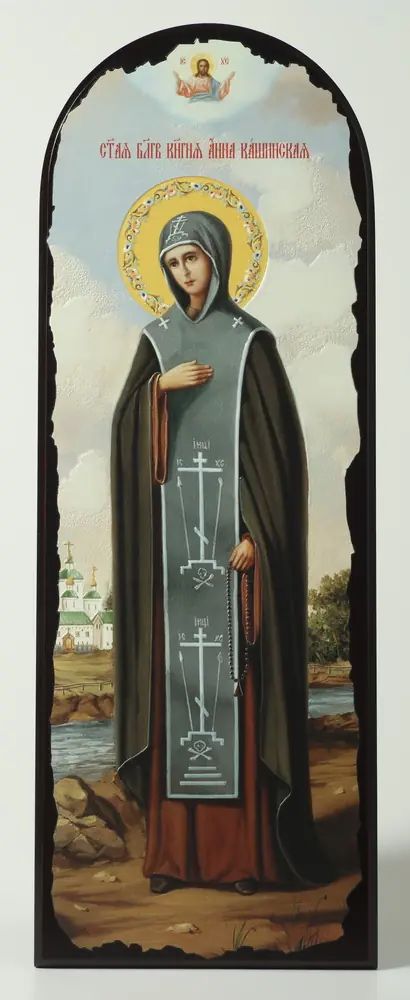 Icon on MDF 18×50 arched, 3D print, varnish Anna of Kashin 2