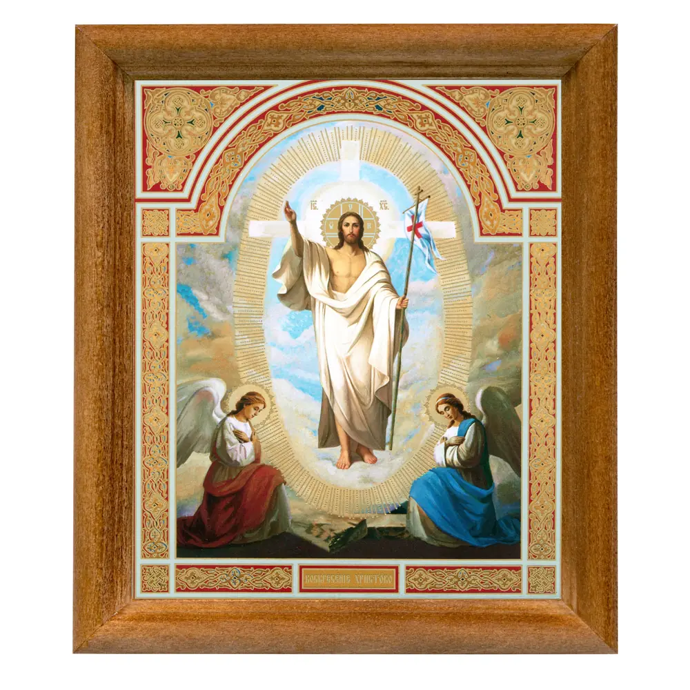 Icon in wooden frame №1 11×13 double embossing Resurrection of Christ 47