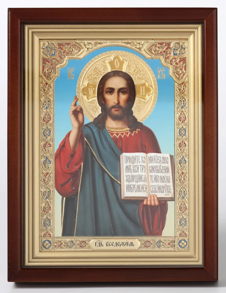 Icon in icon case 18×24 complex №2, blind embossing Saviour