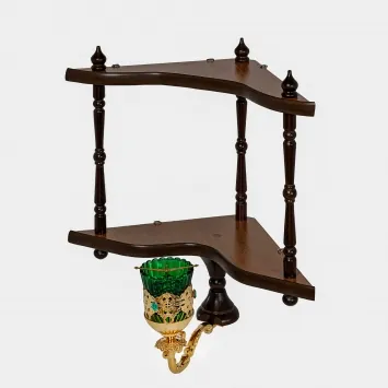 Icon shelf two-tier №1 with a vigil lamp