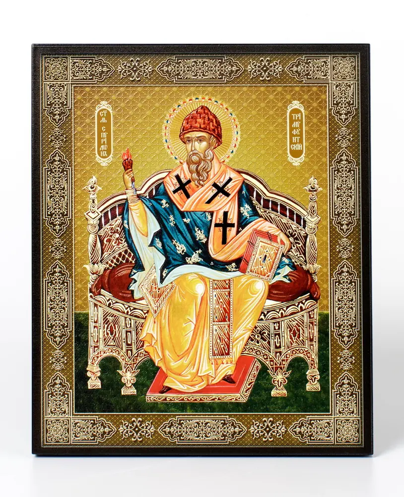 Icon on board 18×24 3D print, varnish Spyridon of Trimythous