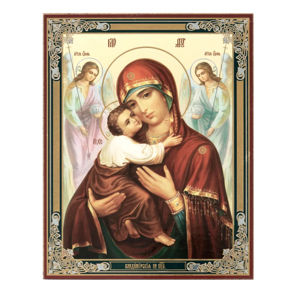 Icon on hardboard №1 11×13 double embossing Vladimir Mother of God 20