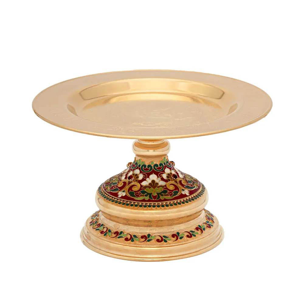 Paten with paten stand / Ø 220 mm-chalice 0,53 l / filigree, enamel / gilding