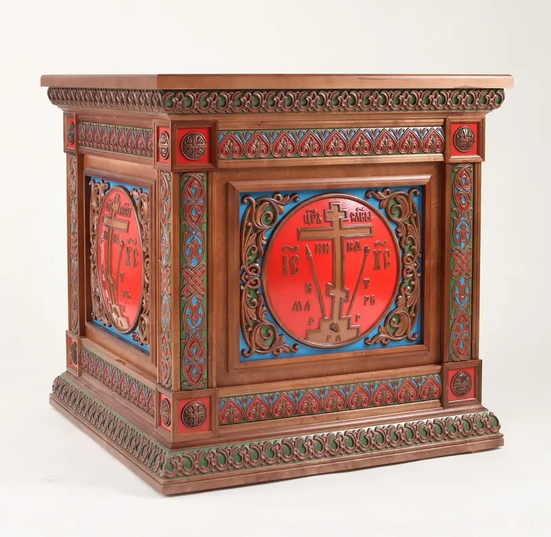 Altar table vestment №492 1.0×1.0 tier with drawing with enamel