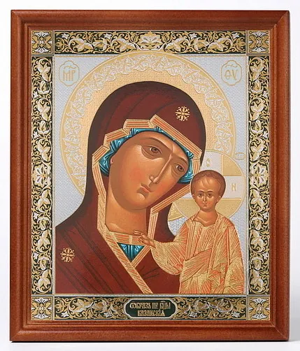Икона в деревянной рамке №1 18х24 двойное тиснение Казанская БМ 12