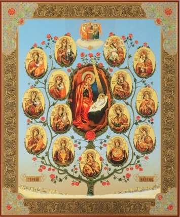 Icon on hardboard №1 30×40 double embossing Tree of the Theotokos 3