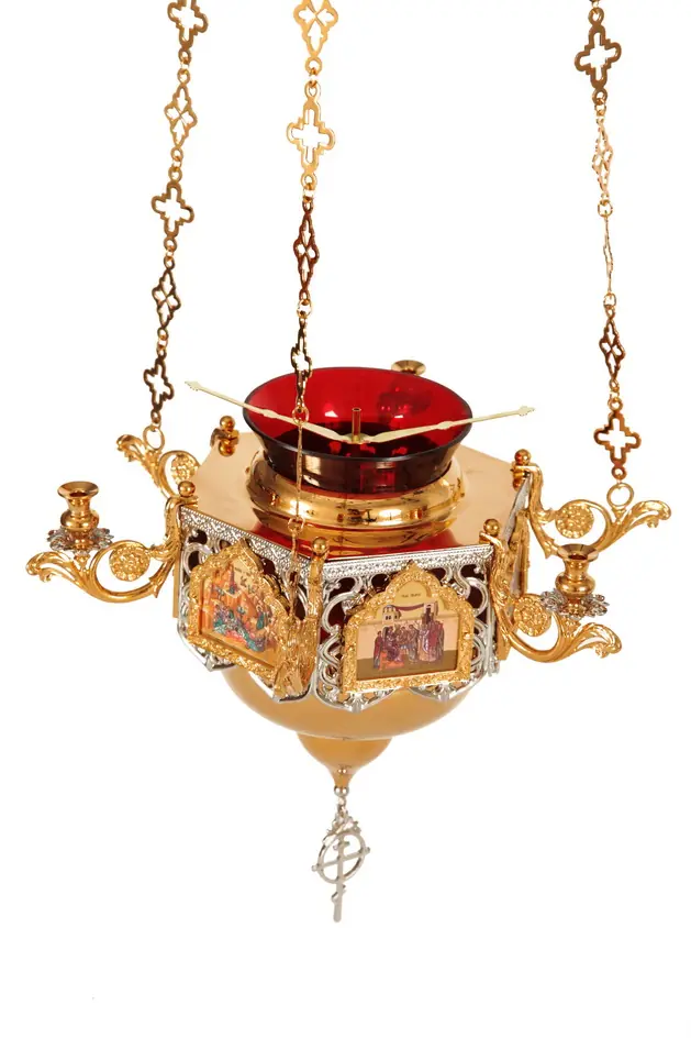 Hanging candlestick – hanging lamp №3 gilding and icons