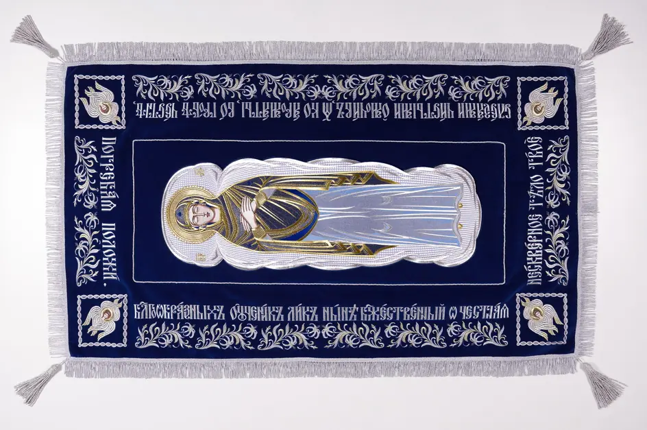 Processional epitaphios machine embroidery 100 % of the Most Holy Theotokos