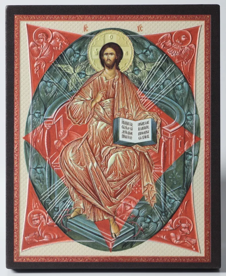 Icon on board 13×15 3D print, varnish Saviour in Glory