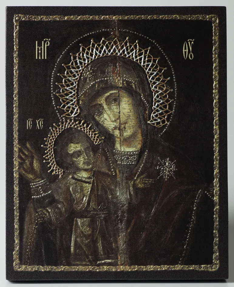 Icon on board 13×15 3D print, varnish Terebeni Mother of God